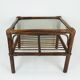 no 1 of 2: 1970s mid century SIDE TABLE coffee table bamboo wicker glass