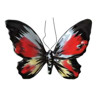 Papillon céramique émaillage polychrome Vallauris signé