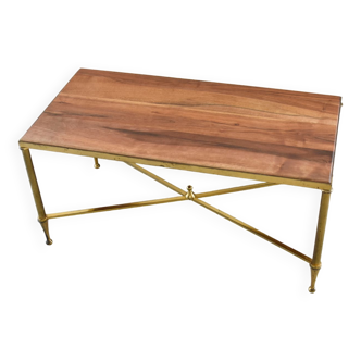 Small coffee table feet brass color and walnut top