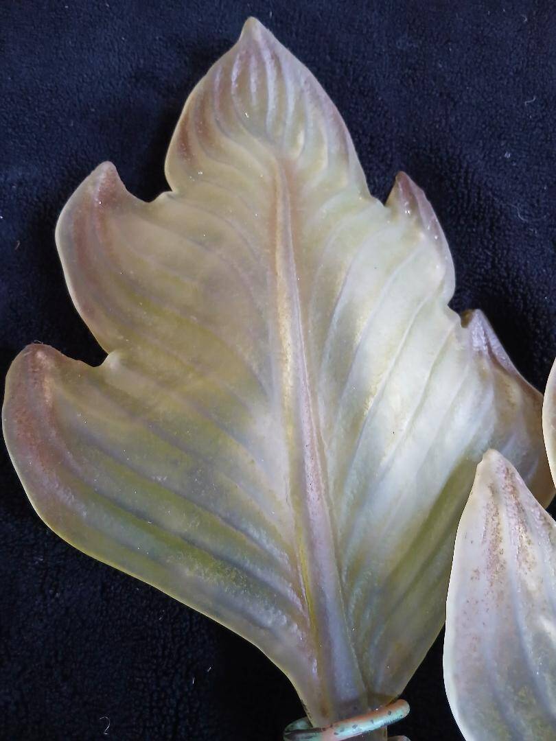 giant painted metal wall lamp Murano glass leaf design 63cm
