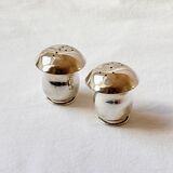 Paire de salière et poivrier en argent 800 en forme de champignon