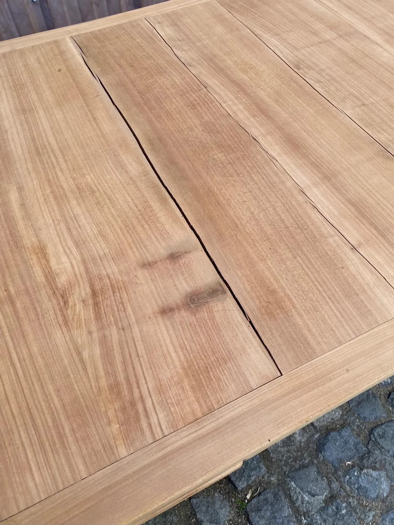 Renovated extendable farmhouse table in solid wood 140-240cm 1960