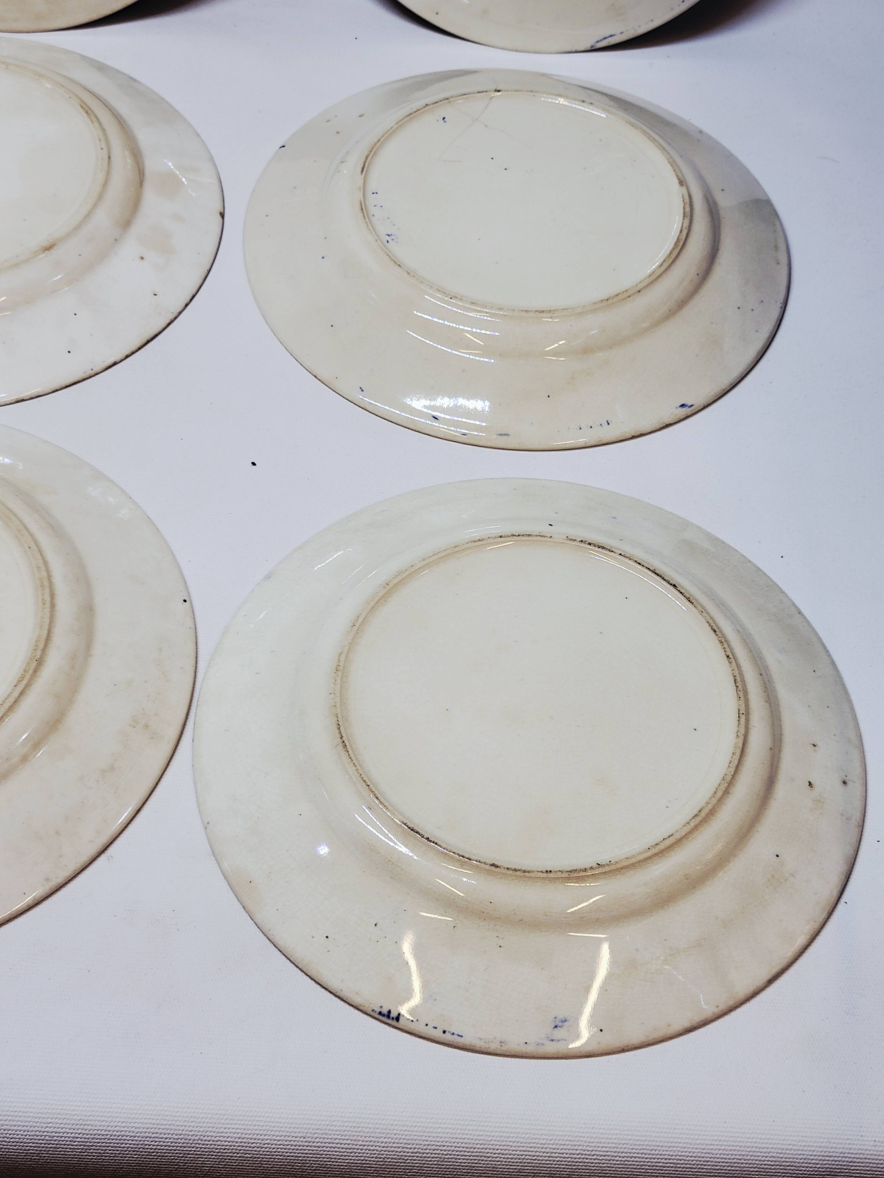 9 Antique Plates 19th Century Blue Willow Pattern Chinese Blue Decor