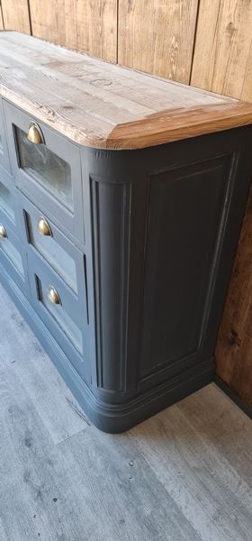 cabinet with drawers grainetier patina gray and raw top