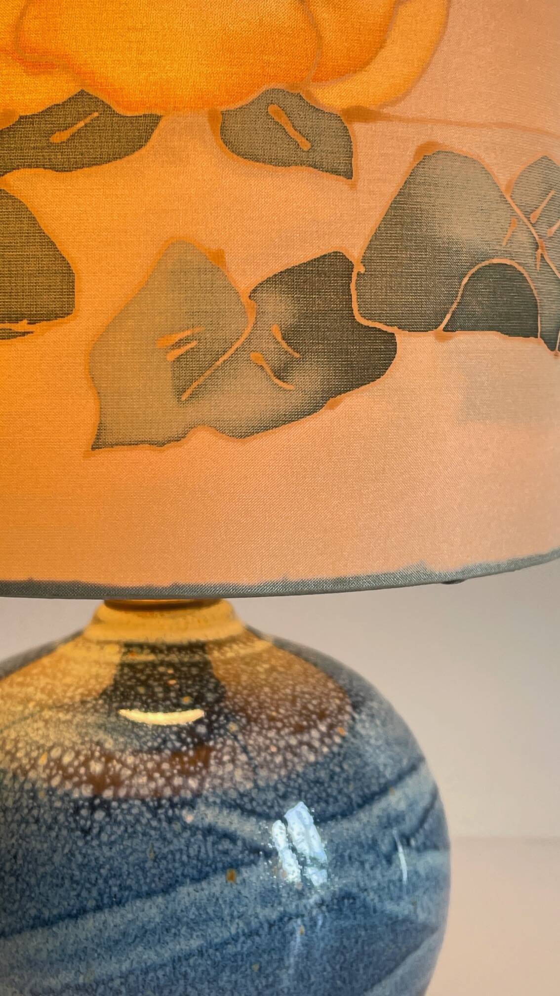 Vintage ceramic and silk ball lamp