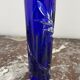 Soliflore vase, tubular, blue crystal, foliage decoration, encrypted, label, hand cut, flowers