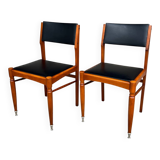 2 wooden and faux leather chairs in Scandinavian style