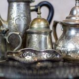 Silver-Plated Coffee Set with Tray, 1920s, Set of 6