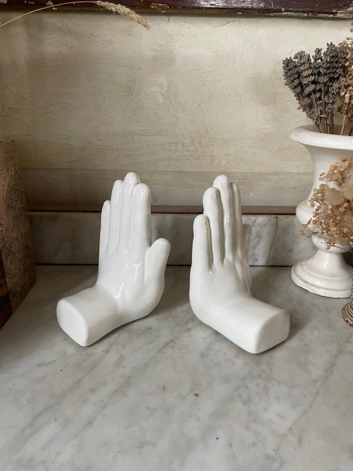 Pair of vintage ceramic hand bookends