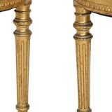 Pair of Louis XVI style chairs in gilded wood.