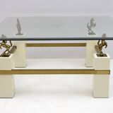 Maison Charles Mid-Century Modern Brass Horsed French Coffee Table, 1970s