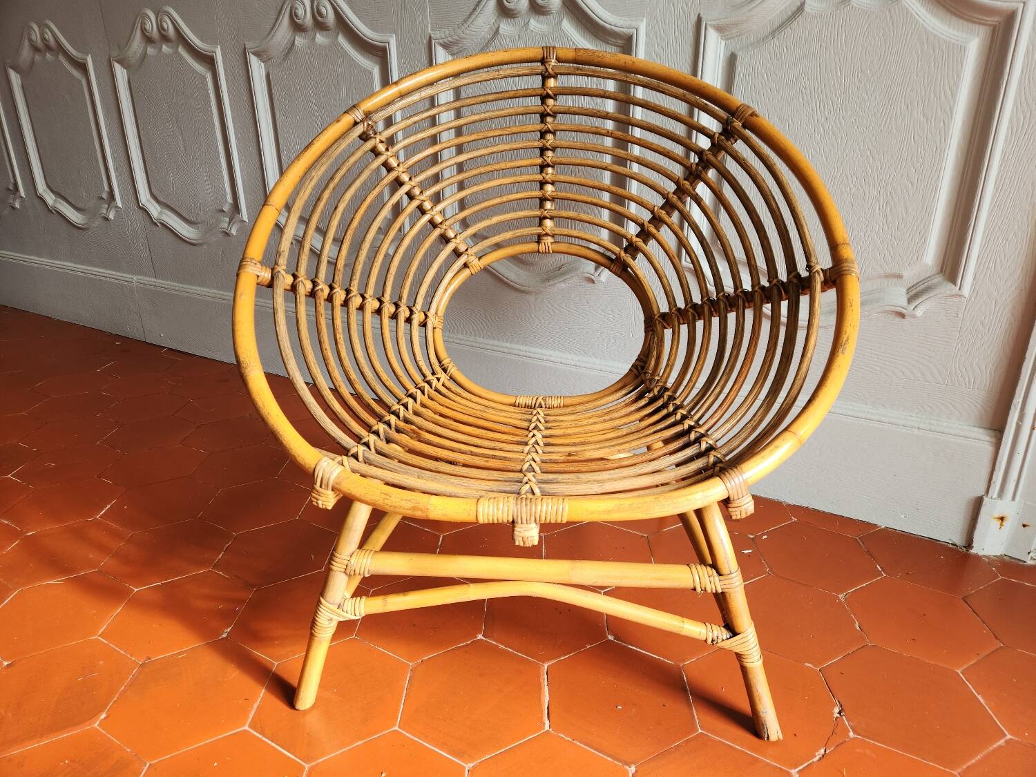 Large rattan armchair from the 70s
