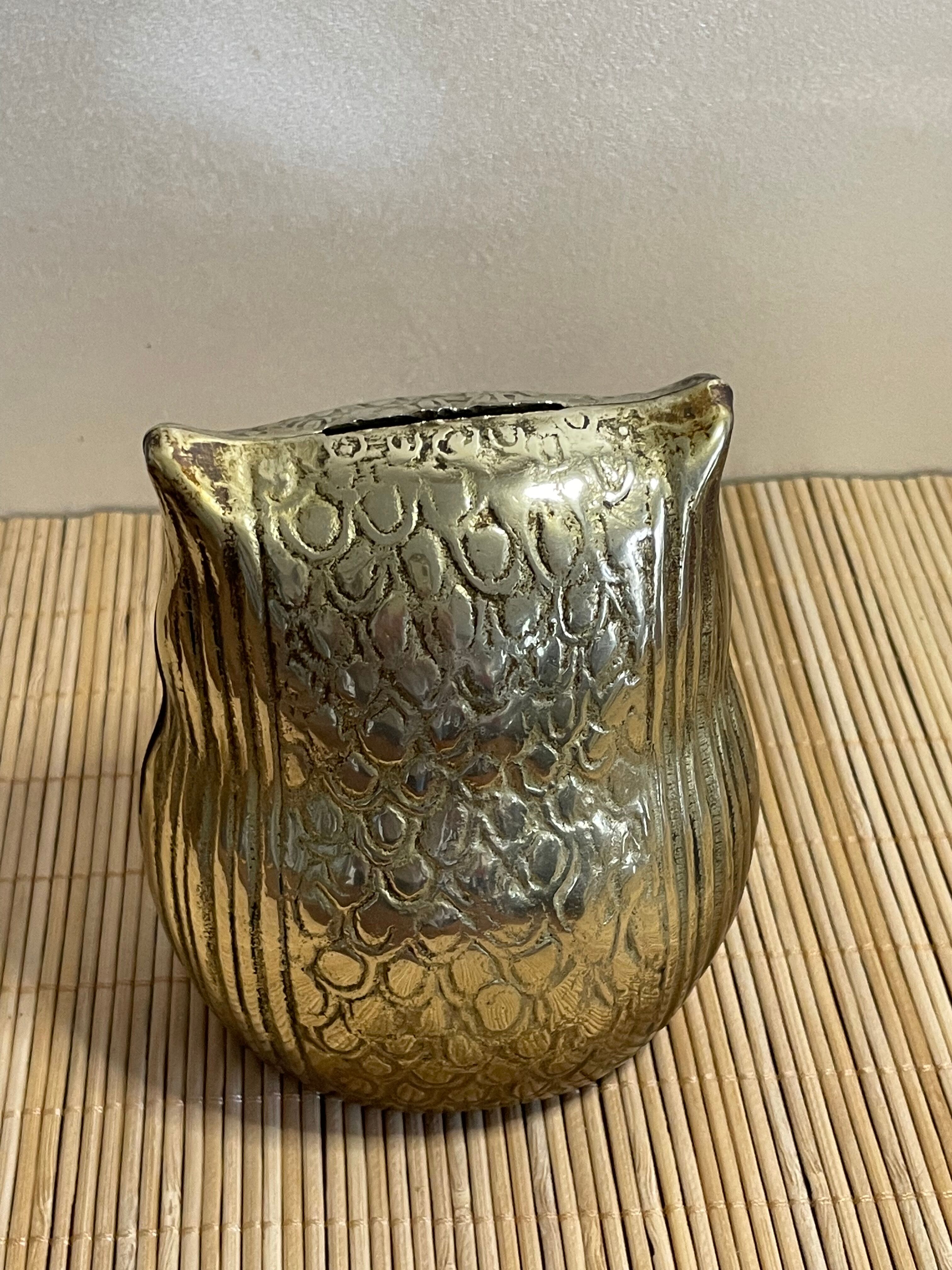 Owl brass piggy bank