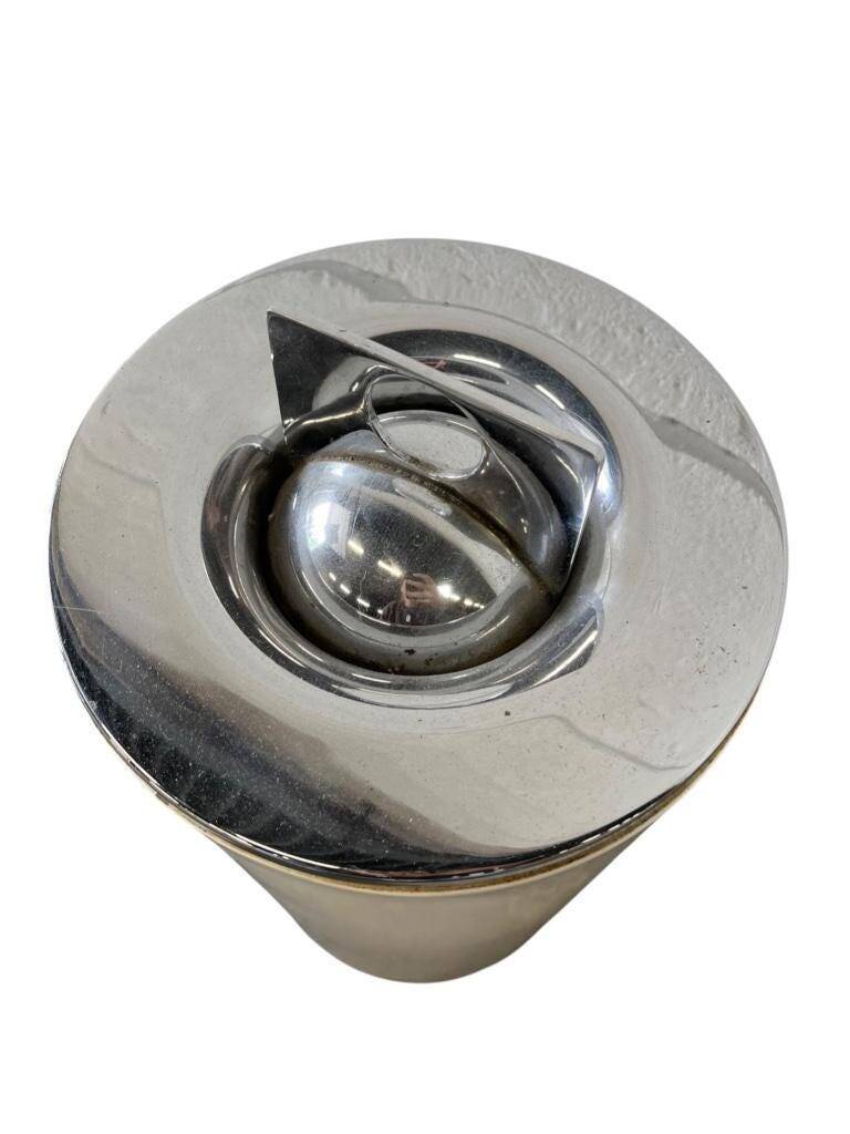 Vintage pedestal ashtray / floor ashtray with chrome accent