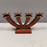 Candlestick/Advent candle holder, made of wood with 4 copper candle holders