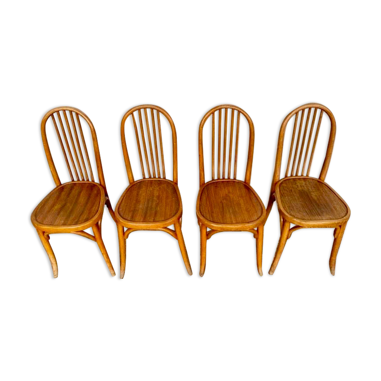 Series of 4 bistro chairs in curved wood fischel n° 196