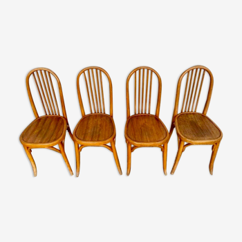 Series of 4 bistro chairs in curved wood fischel n° 196