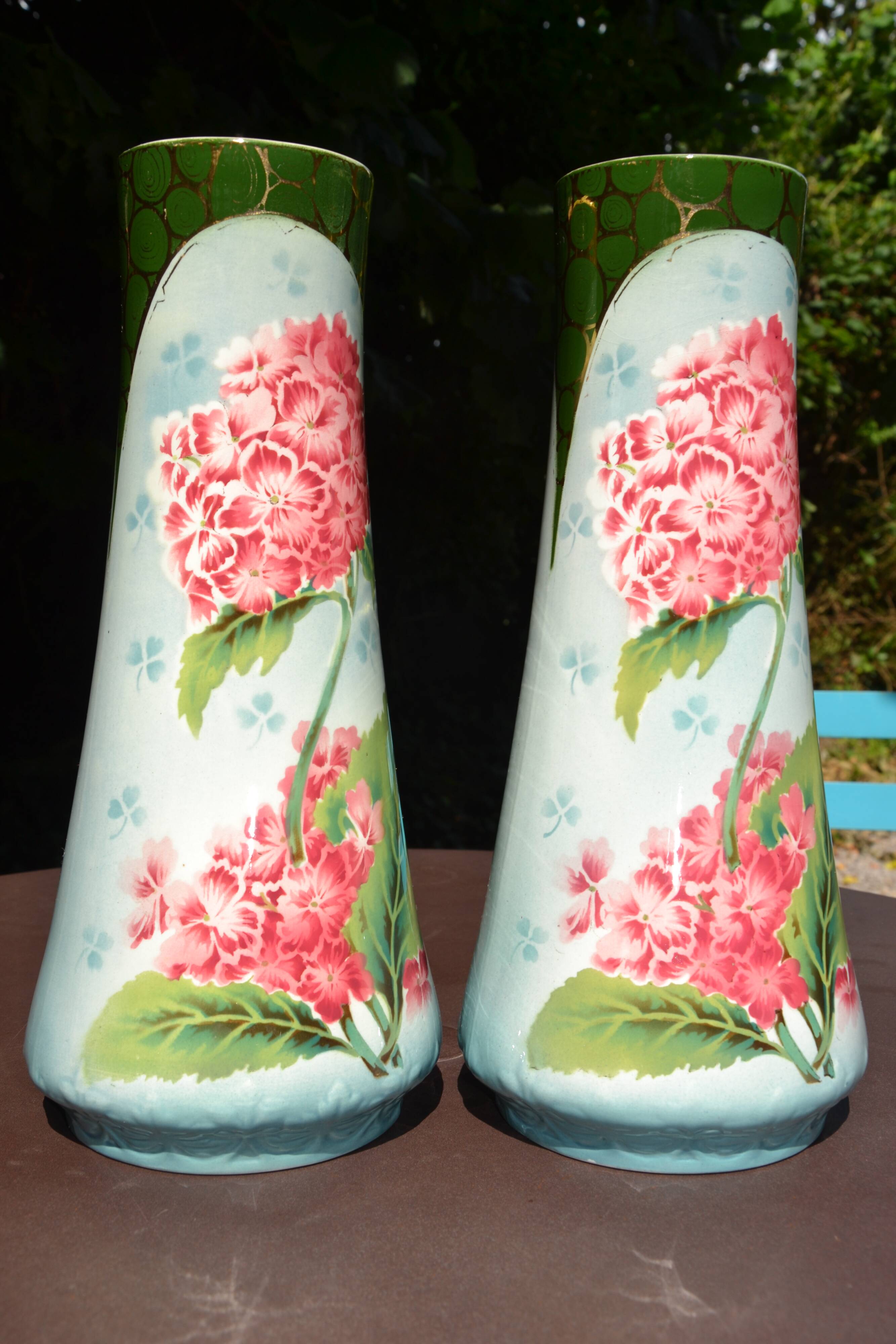 2 flowered vases St Amand early 20th century