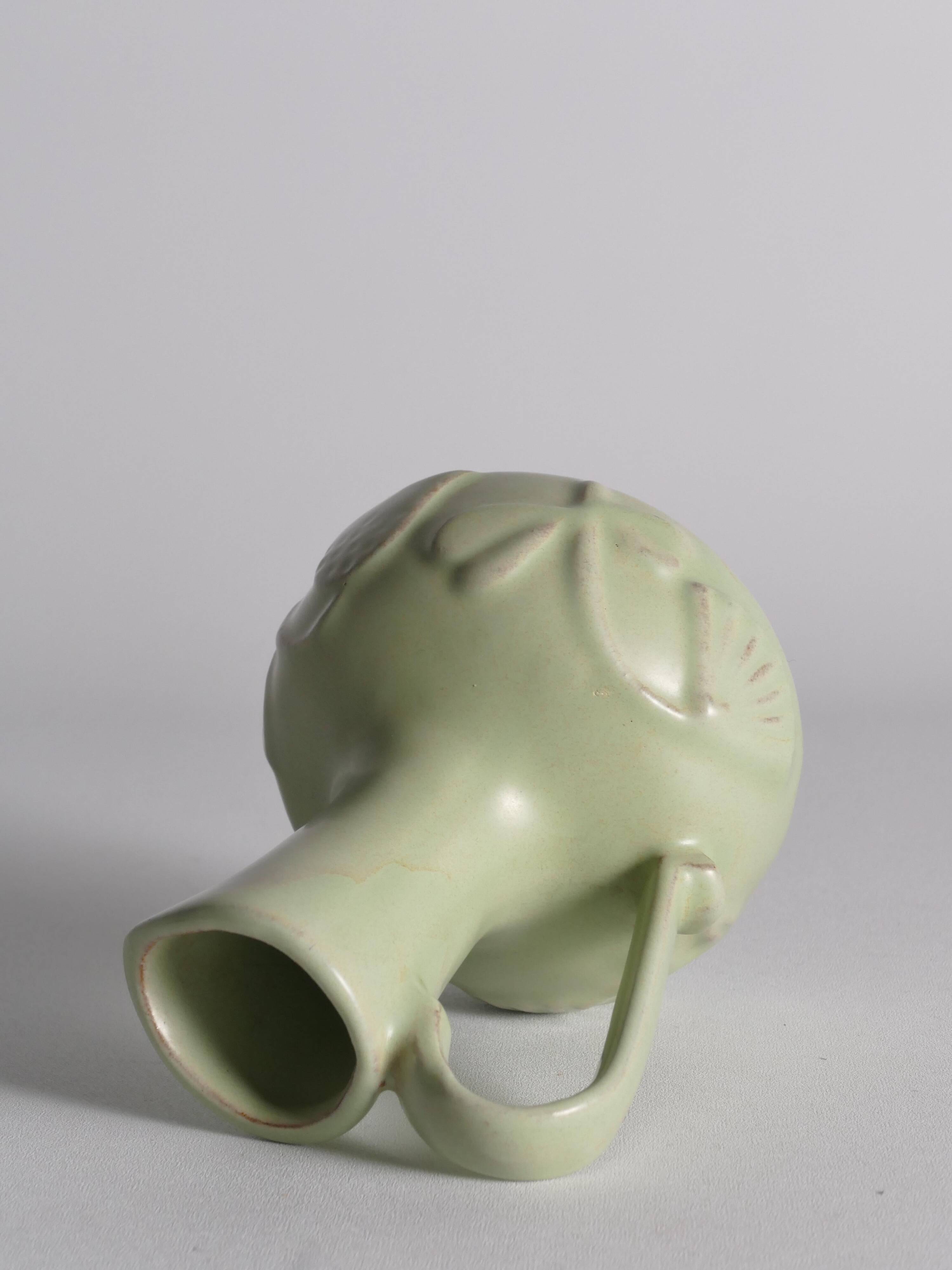 Celadon Green Relief Vase by Anna-Lisa Thomson, Upsala Ekeby, 1940s