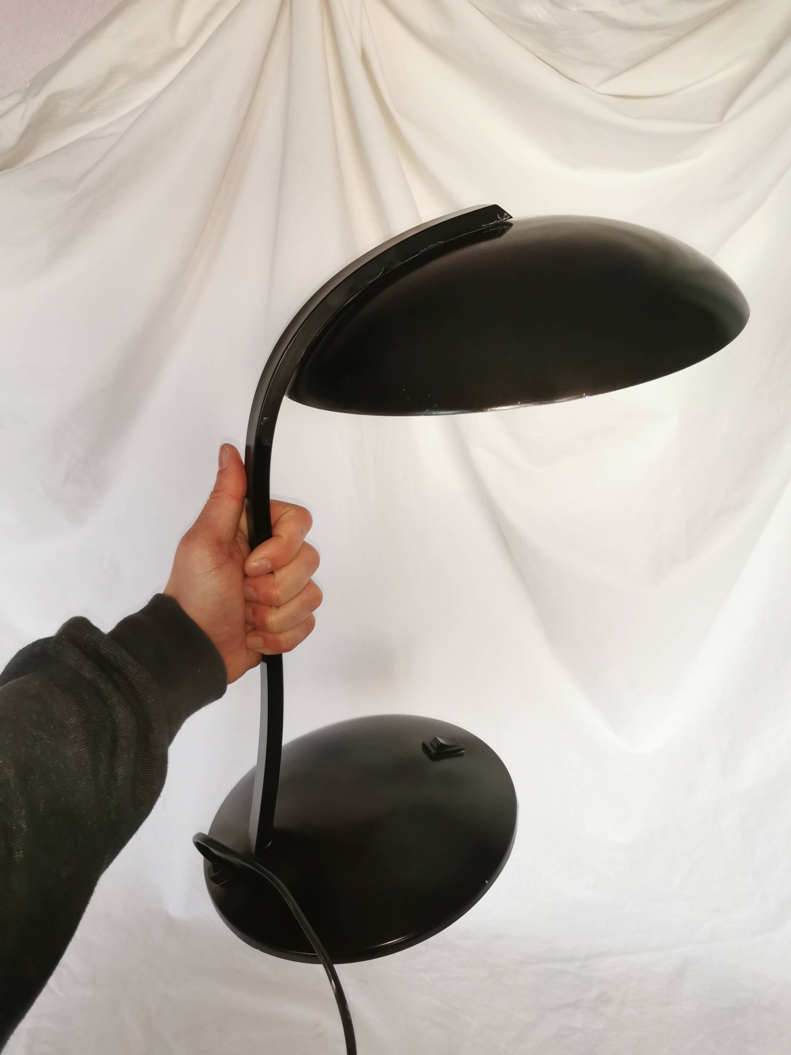 Mushroom lamp in black lacquered steel model Z290, Veneta Lumi, Italy, 1980