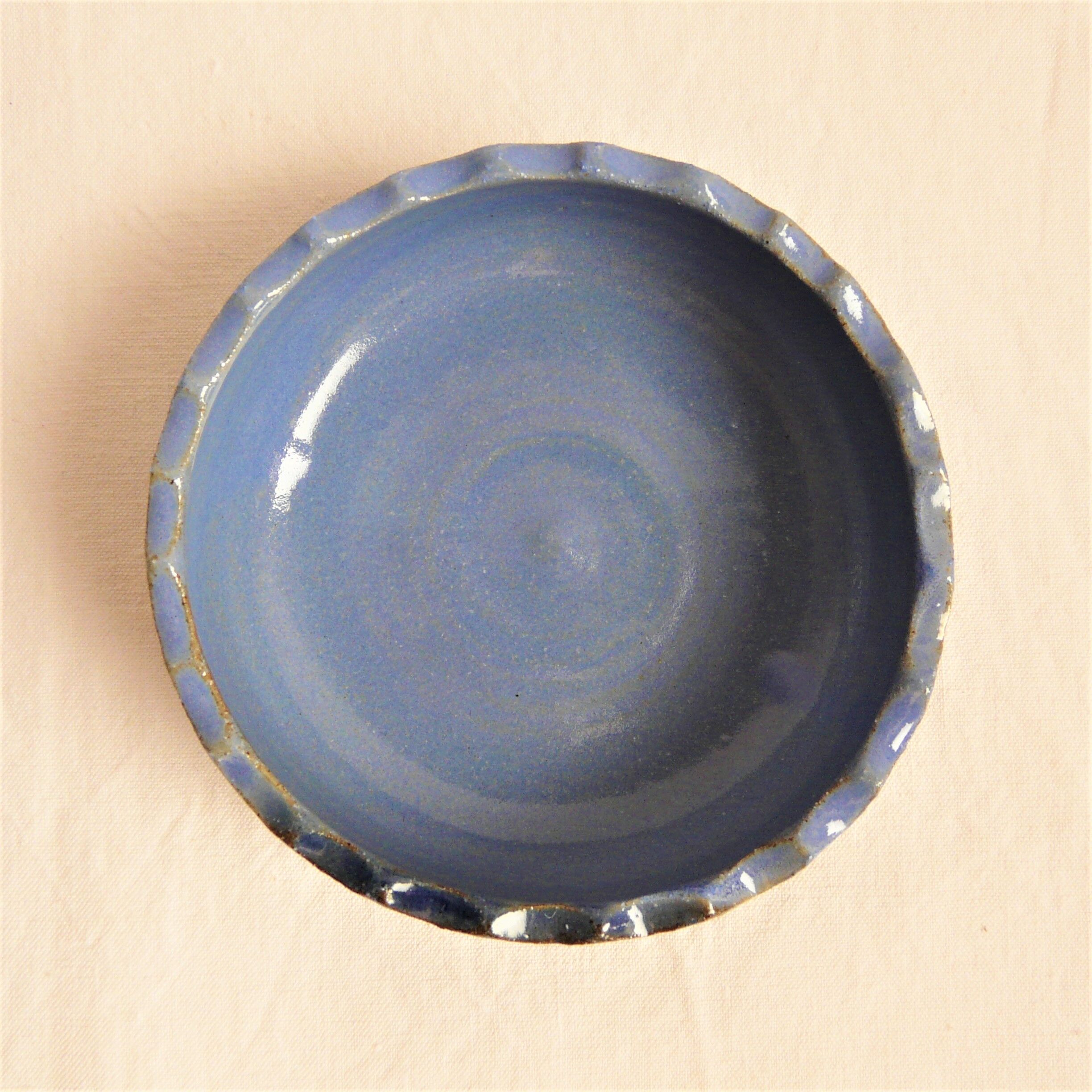 Blue enamelled ceramic cup
