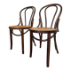 Paire de chaises bistrot en bois et cannage