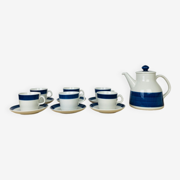 Service à thé théière 6 tasses céramique Koka par Rörstrand Suède, scandinave
