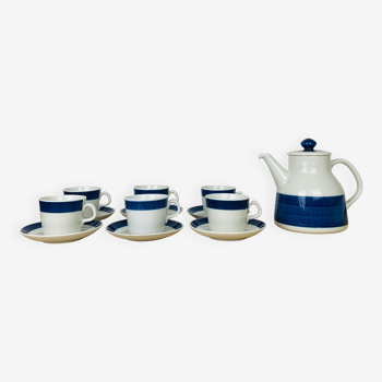 Tea set 6 cups ceramic Koka by Rörstrand Sweden, Scandinavian