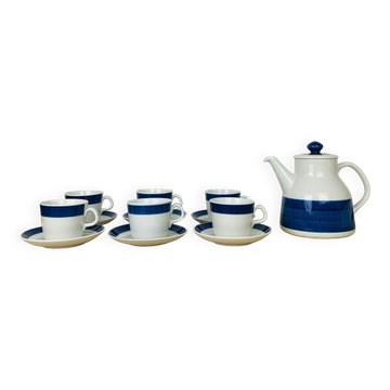 Tea set 6 cups ceramic Koka by Rörstrand Sweden, Scandinavian
