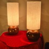 pair of solid wood ball lamps, Scandinavian style bedside lamp, 35 x 13