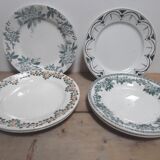 Six assiettes dépareillées en faîence
