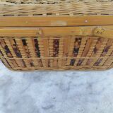 Small vintage basket suitcase wicker splices