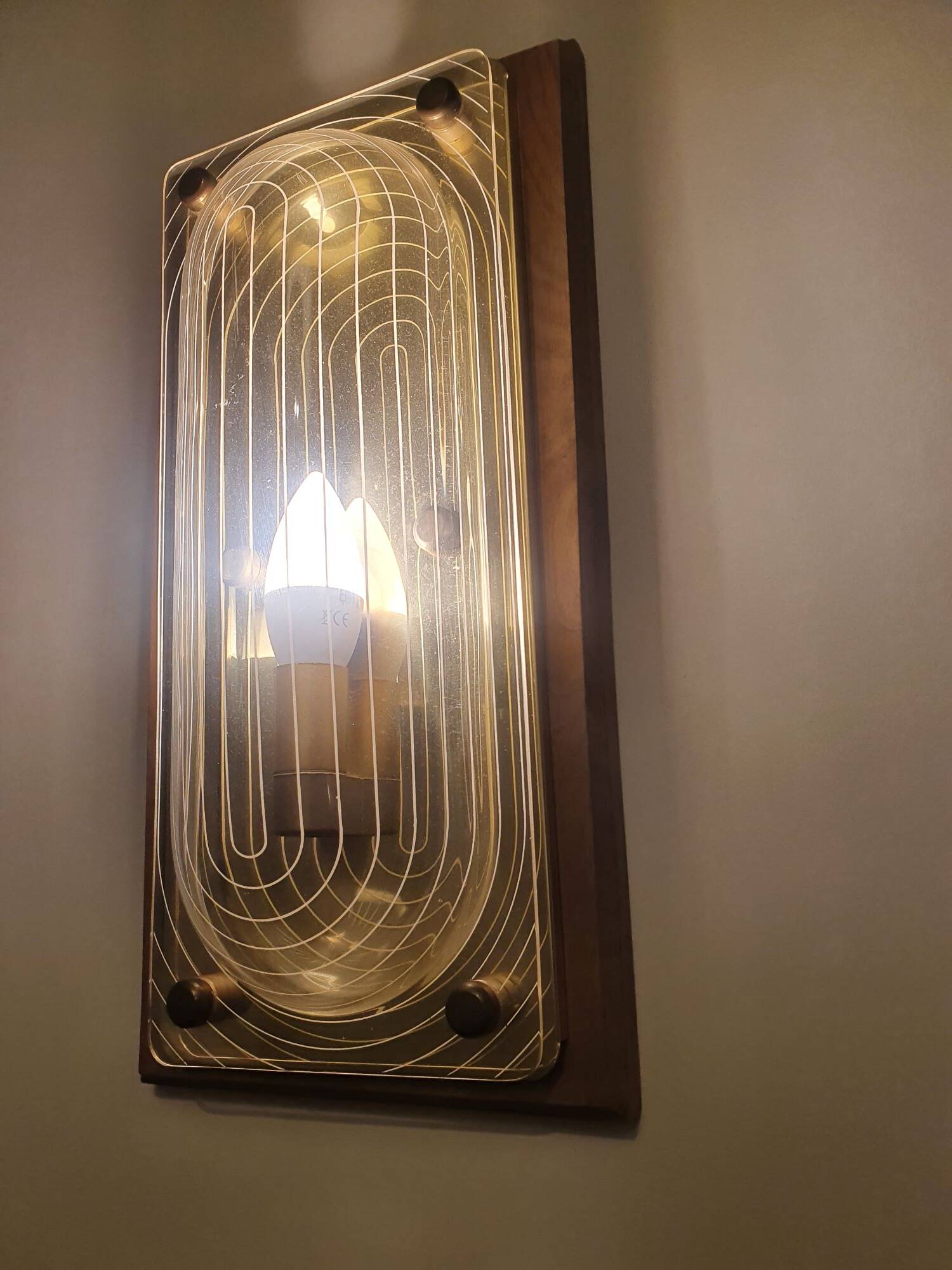 Large vintage wooden wall light