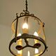 Large Vintage French Brass Cylindrical Glass 3 Light Hanging Hall Lantern