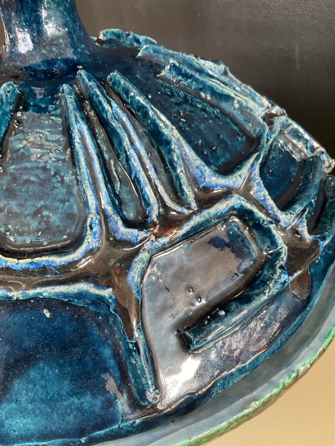 Vintage covered large pot in brutalist ceramic - Hungary