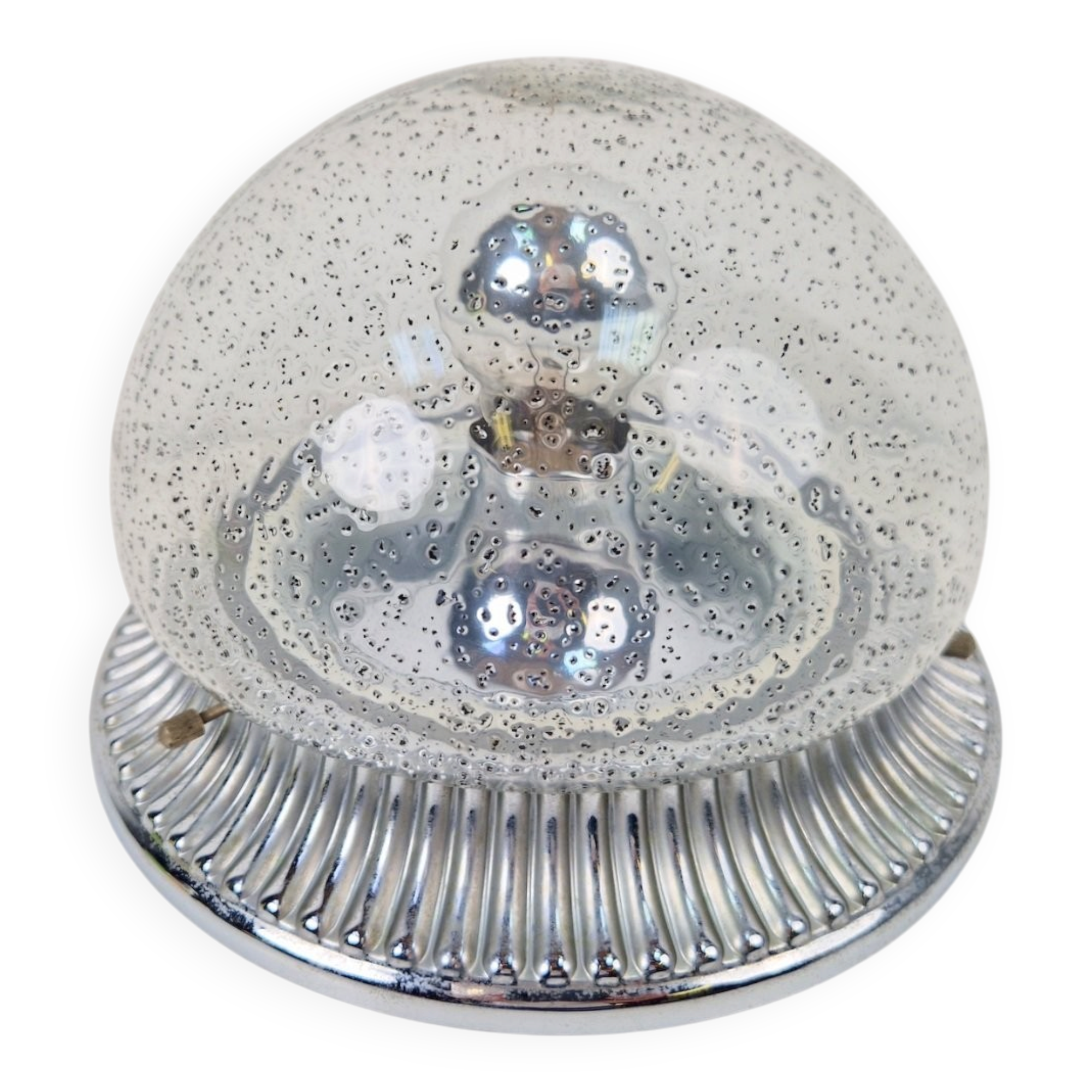 Vintage Ceiling Lamp in Chrome and Glass from Hillebrand Lighting, 1960s