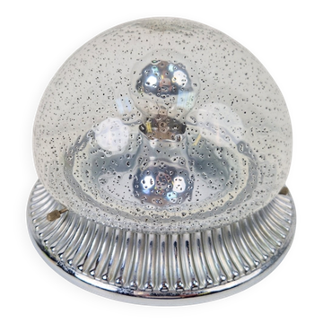 Lampe de plafond vintage en chrome et verre de Hillebrand Lighting, années 1960.