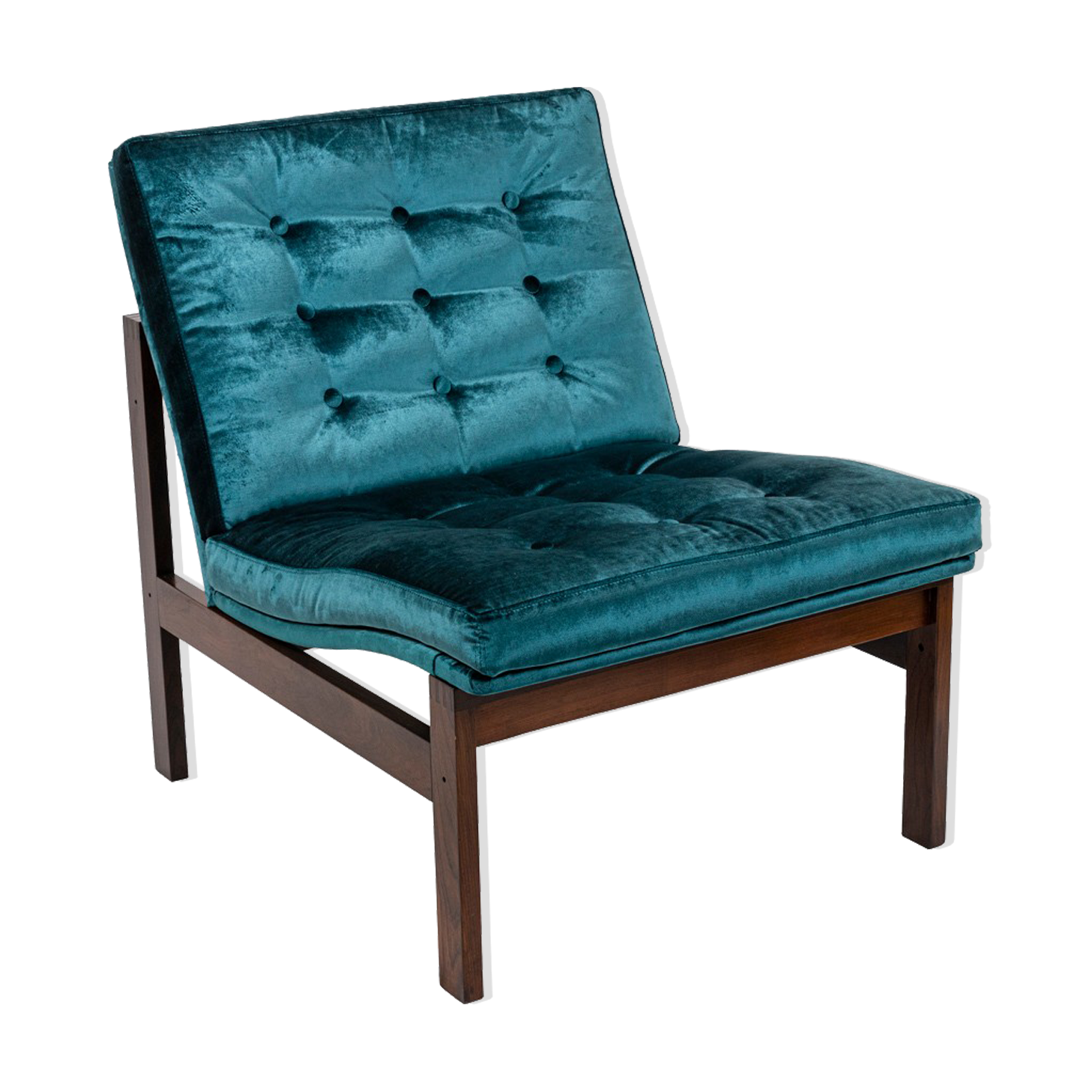 France & Søn, Danish rosewood and blue velvet heater, 1962