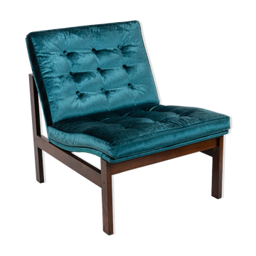 France & Søn, Danish rosewood and blue velvet heater, 1962