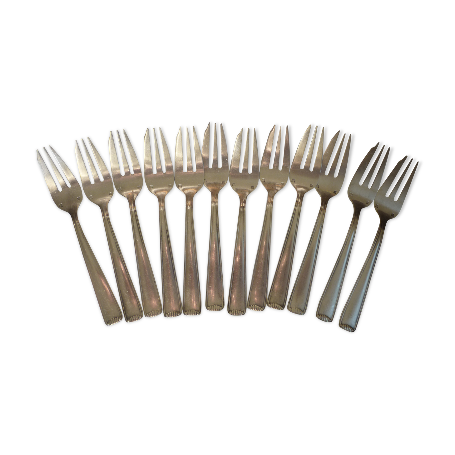 12 silver metal cake forks