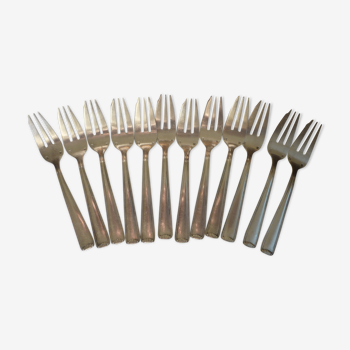 12 silver metal cake forks