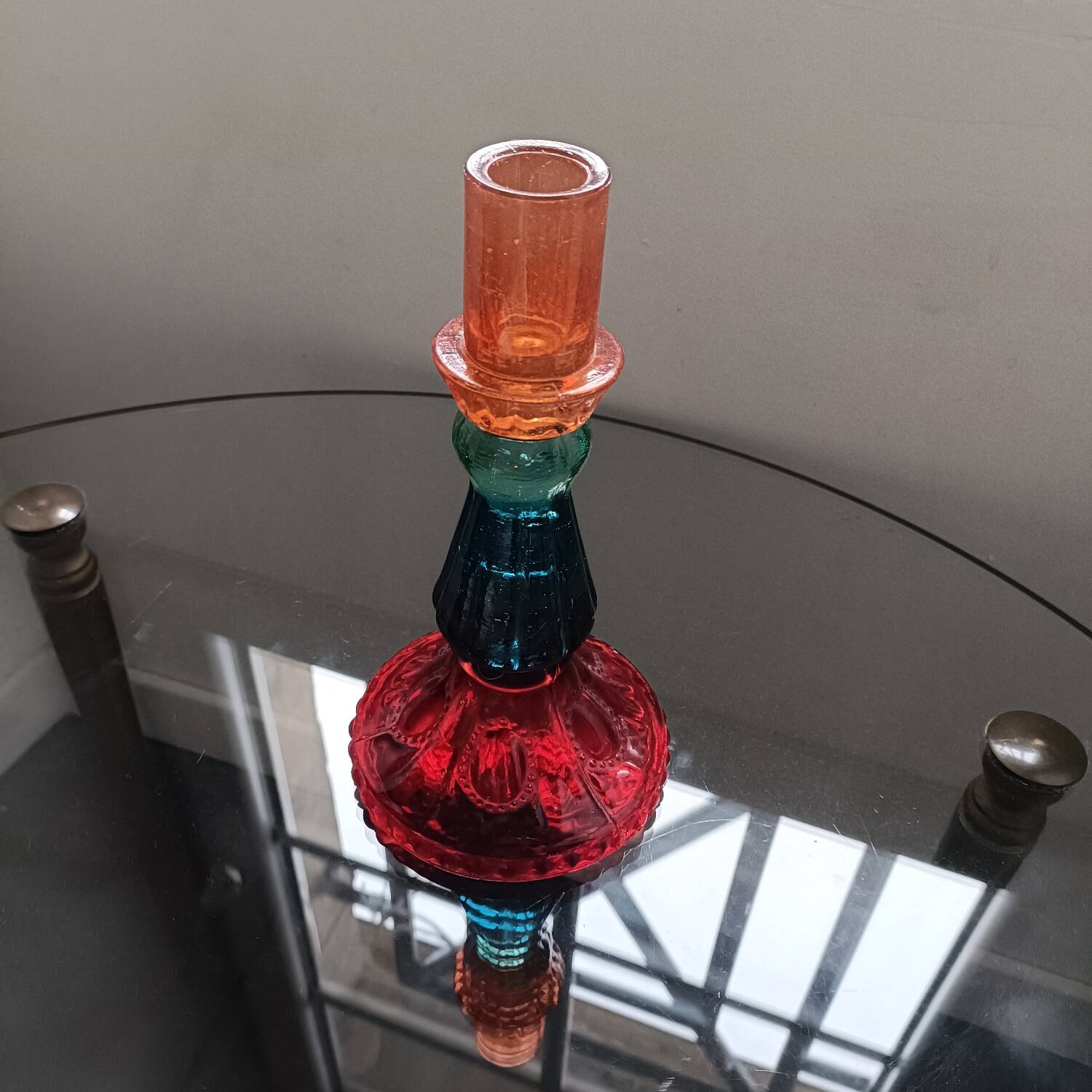 Multicoloured glass candlestick