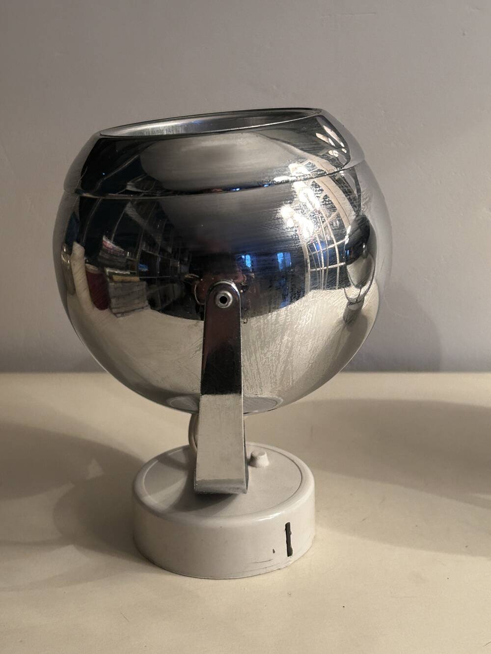 Pair of eye ball wall lights, space age, chrome, vintage, 70s