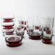 Ensemble vintage de 8 verres à boire des années 1970, verre gris avec pied rouge, larges coupes pour champagne, vin ou desserts, décoration de table rétro, idée cadeau