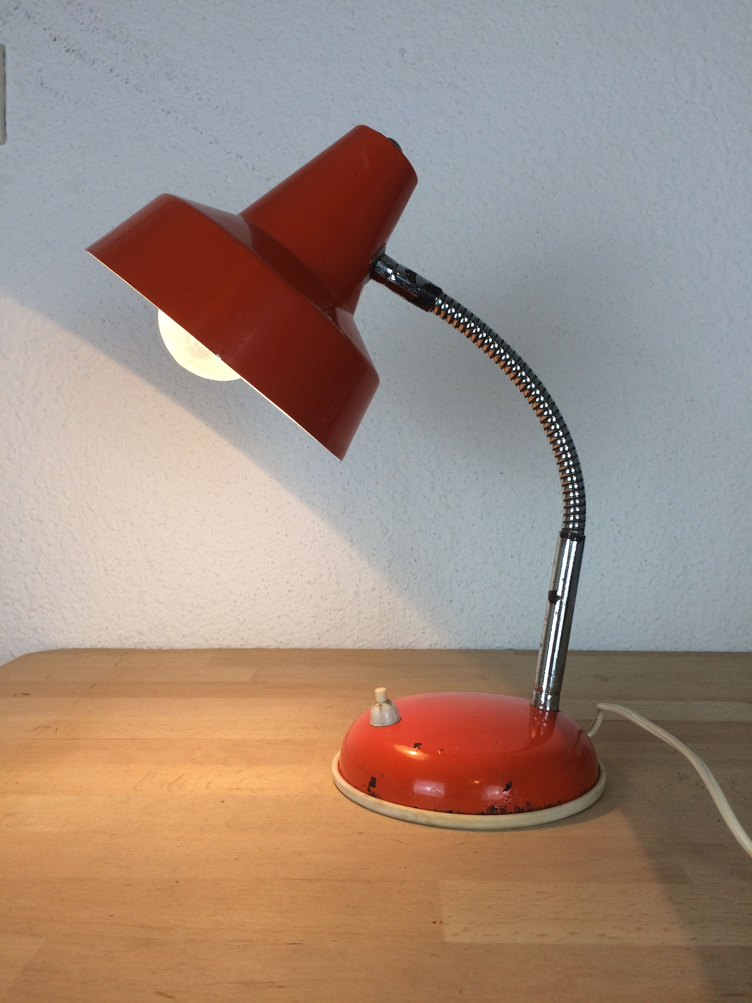 Vintage orange metal desk lamp
