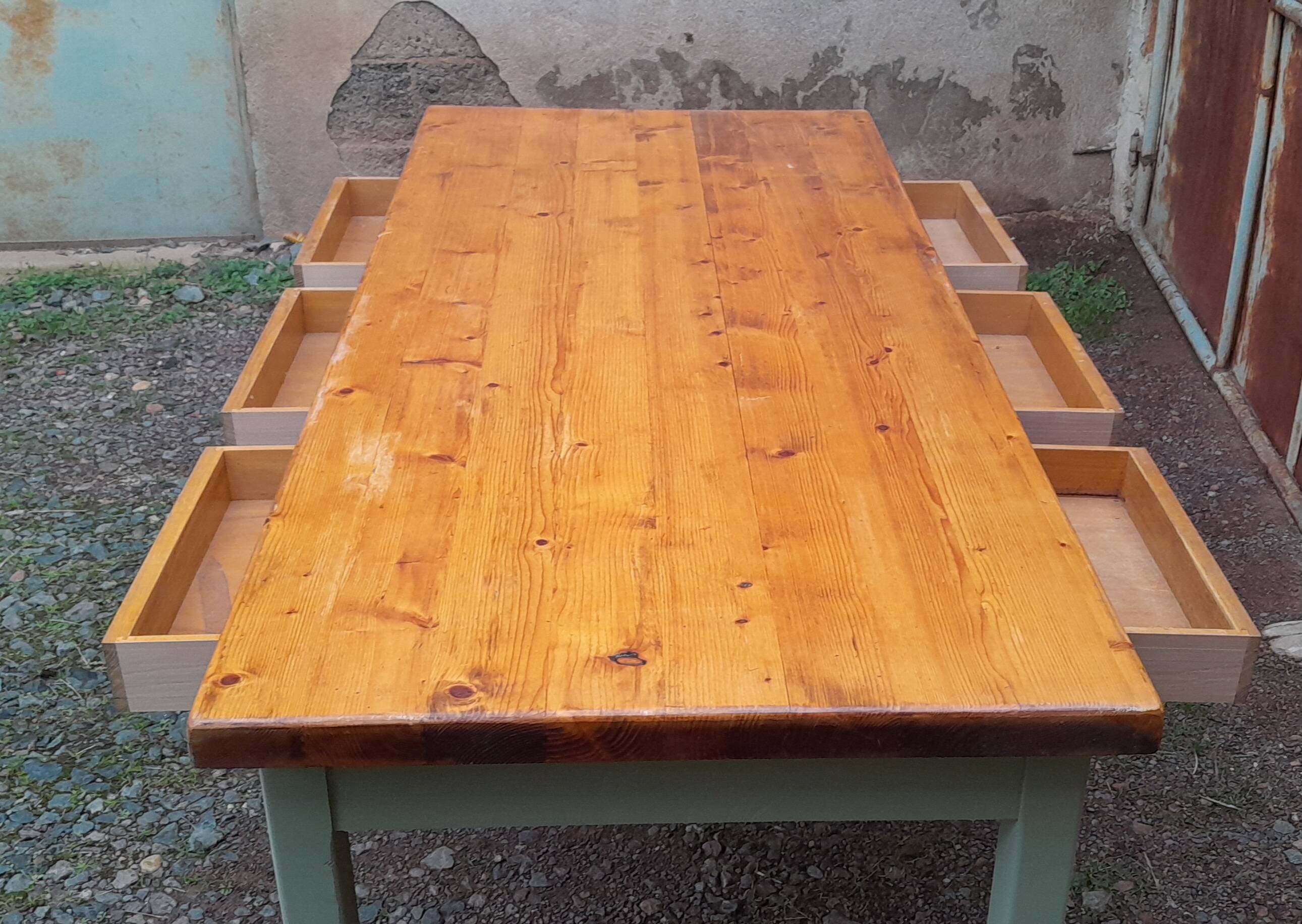 Modern farmhouse table with 6 drawers