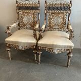 fauteuils syrien en noyer incrusté de nacre