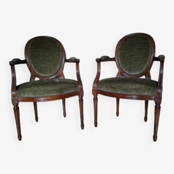 Pair of Louis XVI medallion armchairs