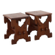 Pair of Belgian Arts & Crafts or Jugendstil Oak Stools, circa 1890