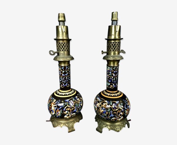 Paire de lampes en faïence de Gien
